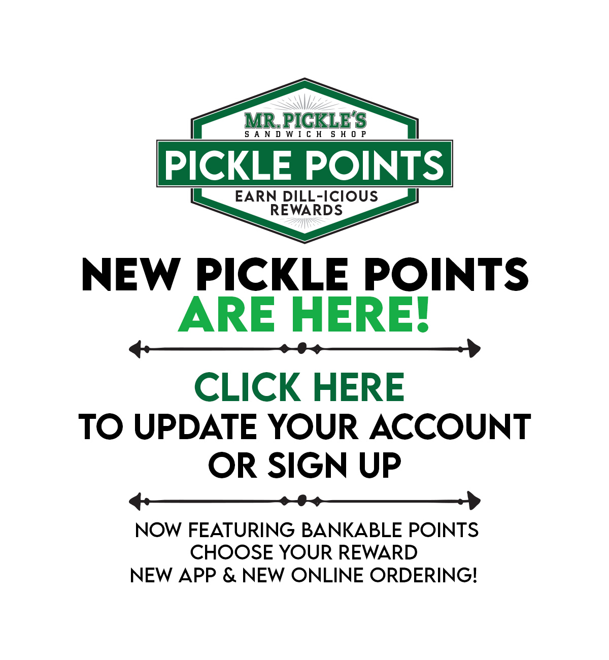New Pickle Points are here click here to update your account or sign up